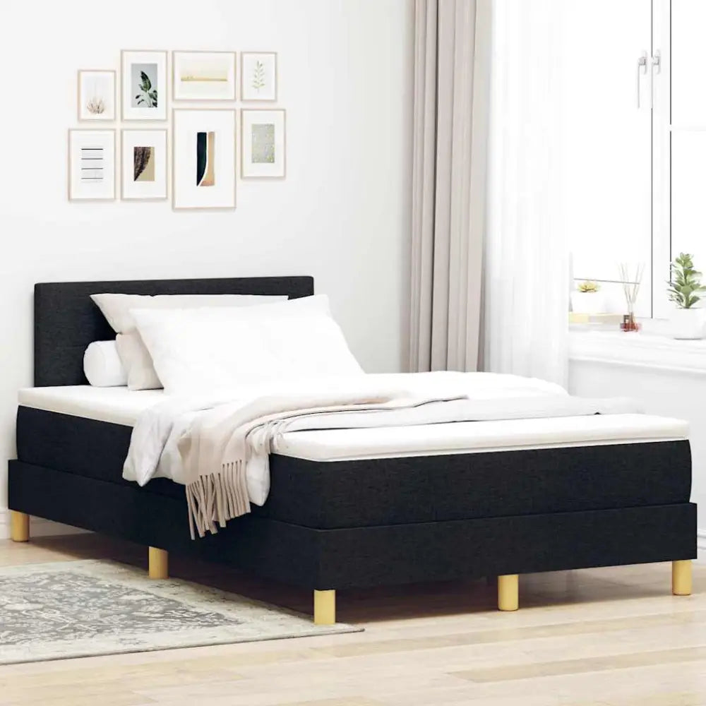 Lit à ressorts avec coussin Noir 120 x 190 cm tissu - XIOS