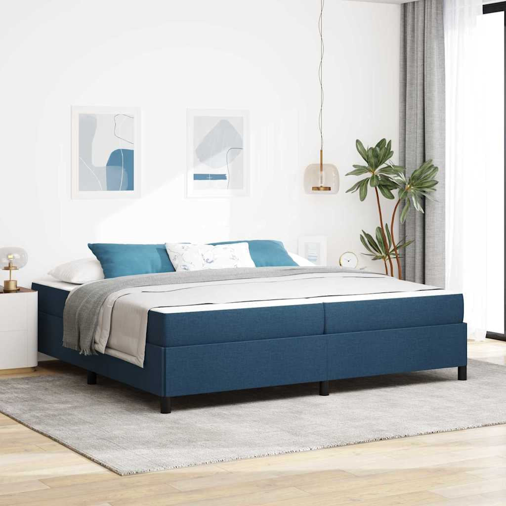 Lit à ressorts avec matelas Bleu 200 x 200 cm tissu - XIOS