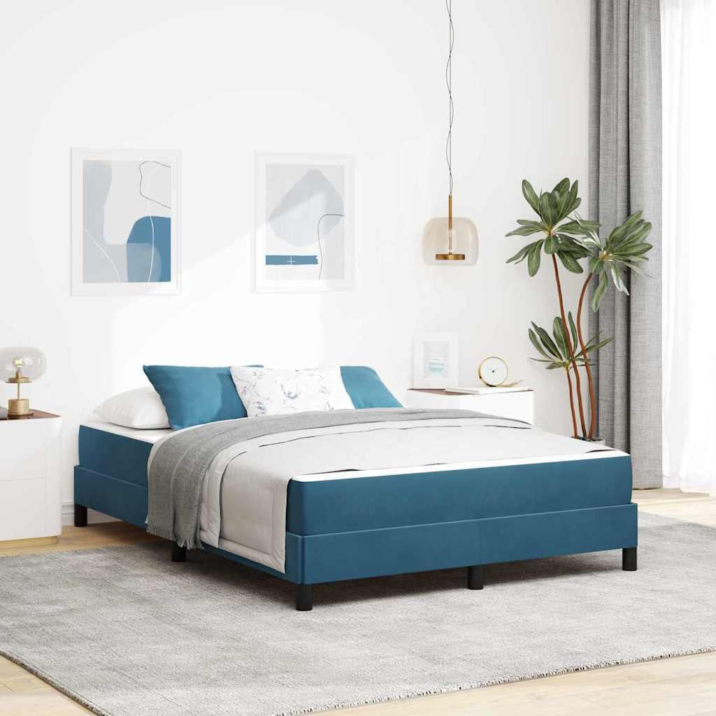 Lit à ressorts avec matelas Bleu foncé 160 x 200 cm tissu - XIOS