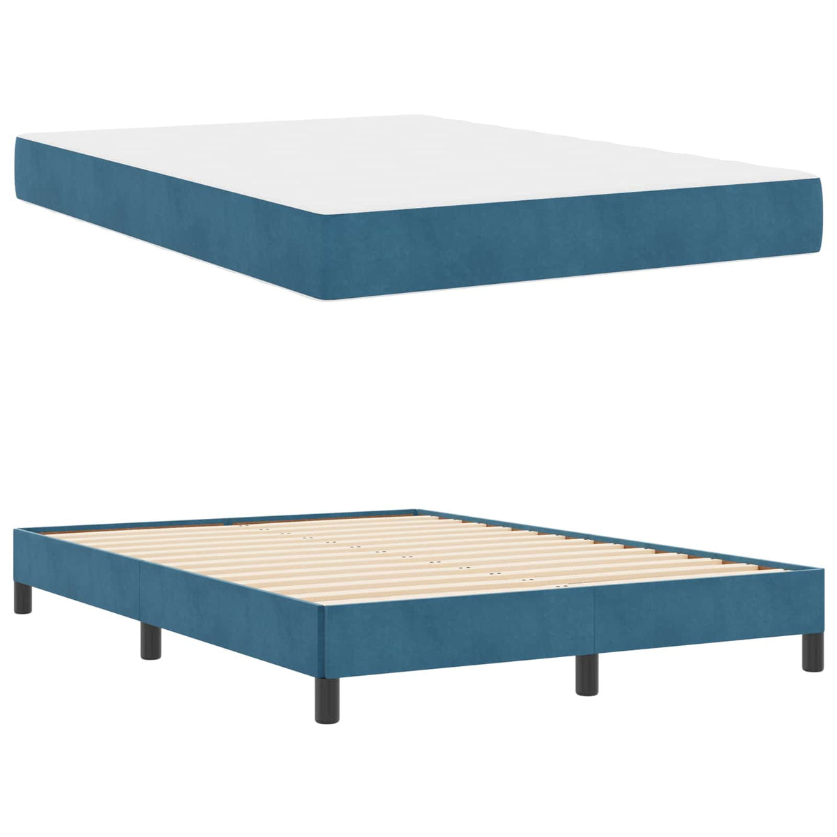 Lit à ressorts avec matelas Bleu foncé 160 x 200 cm tissu - XIOS