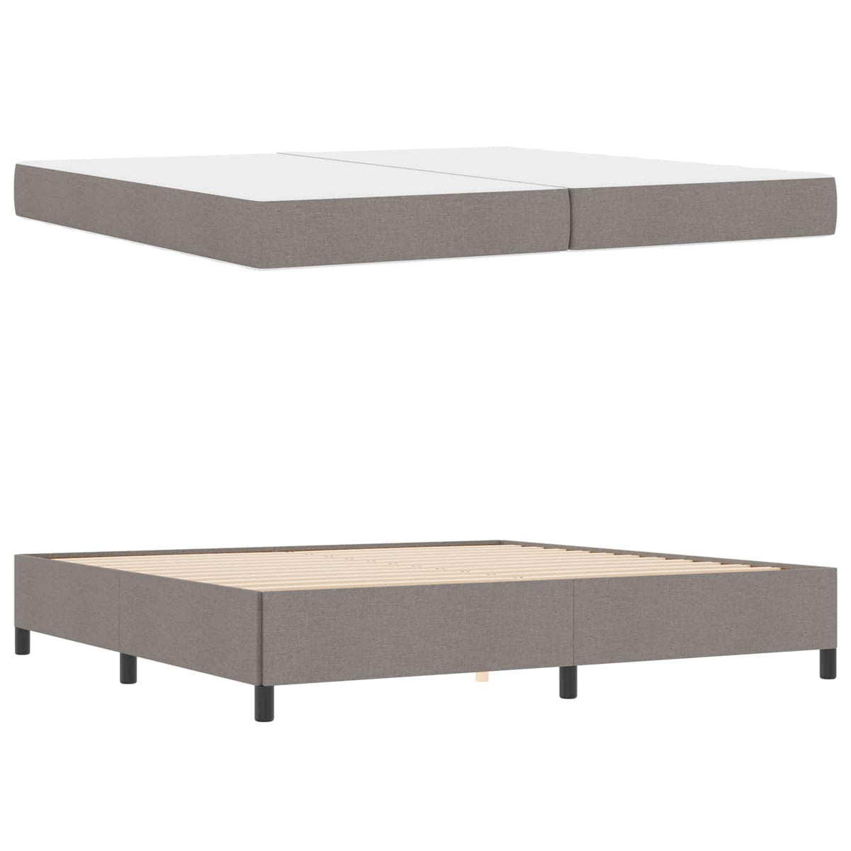 Lit à ressorts avec matelas Taupe 200 x 200 cm tissu - XIOS