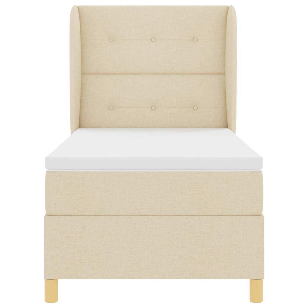 Lit à ressorts avec tête de lit Crème 190 x 90 cm tissu - XIOS