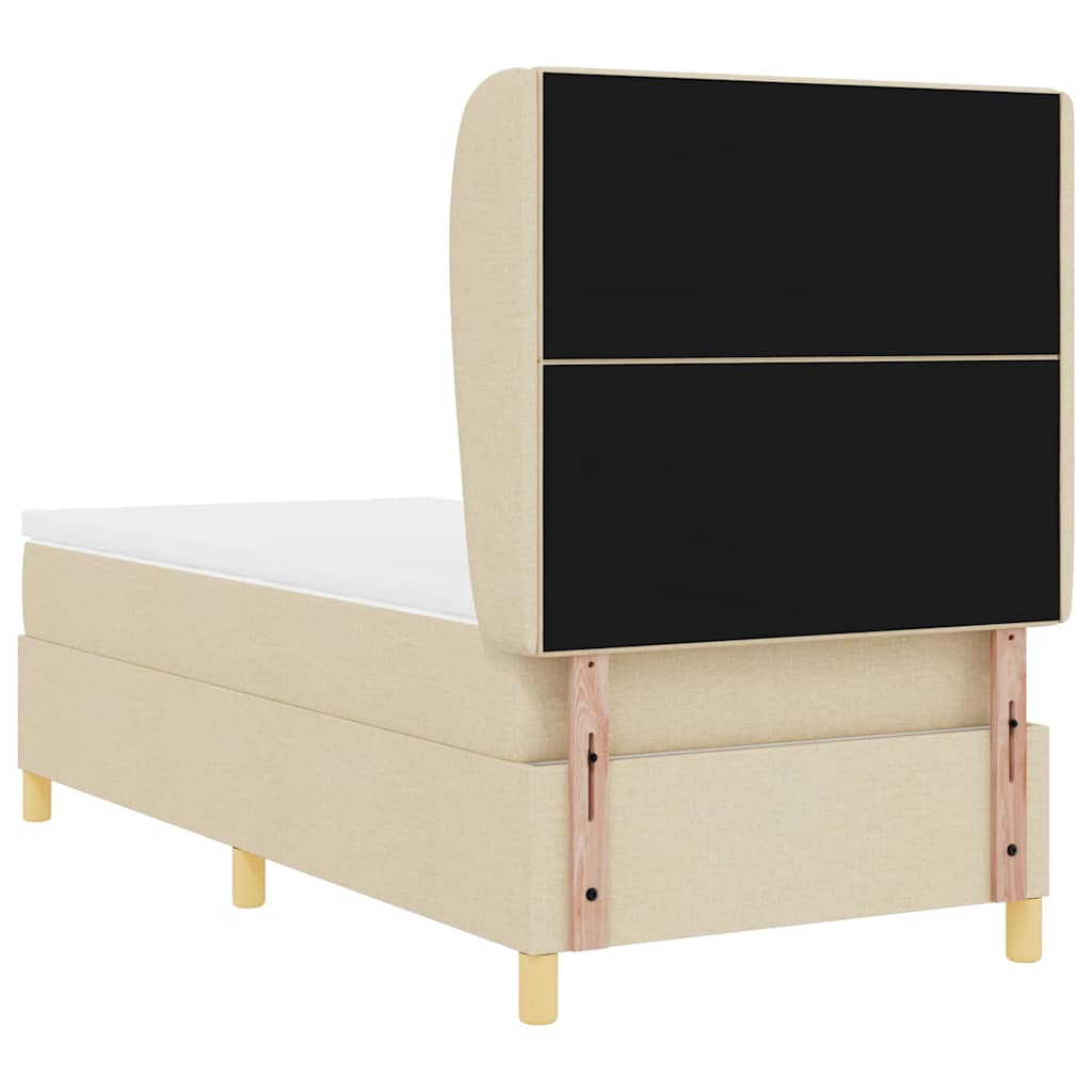 Lit à ressorts avec tête de lit Crème 190 x 90 cm tissu - XIOS