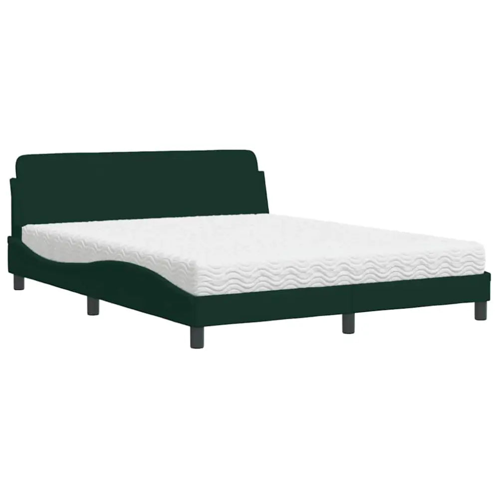 Lit avec matelas Dover vert foncé 160x200 cm velours - XIOS