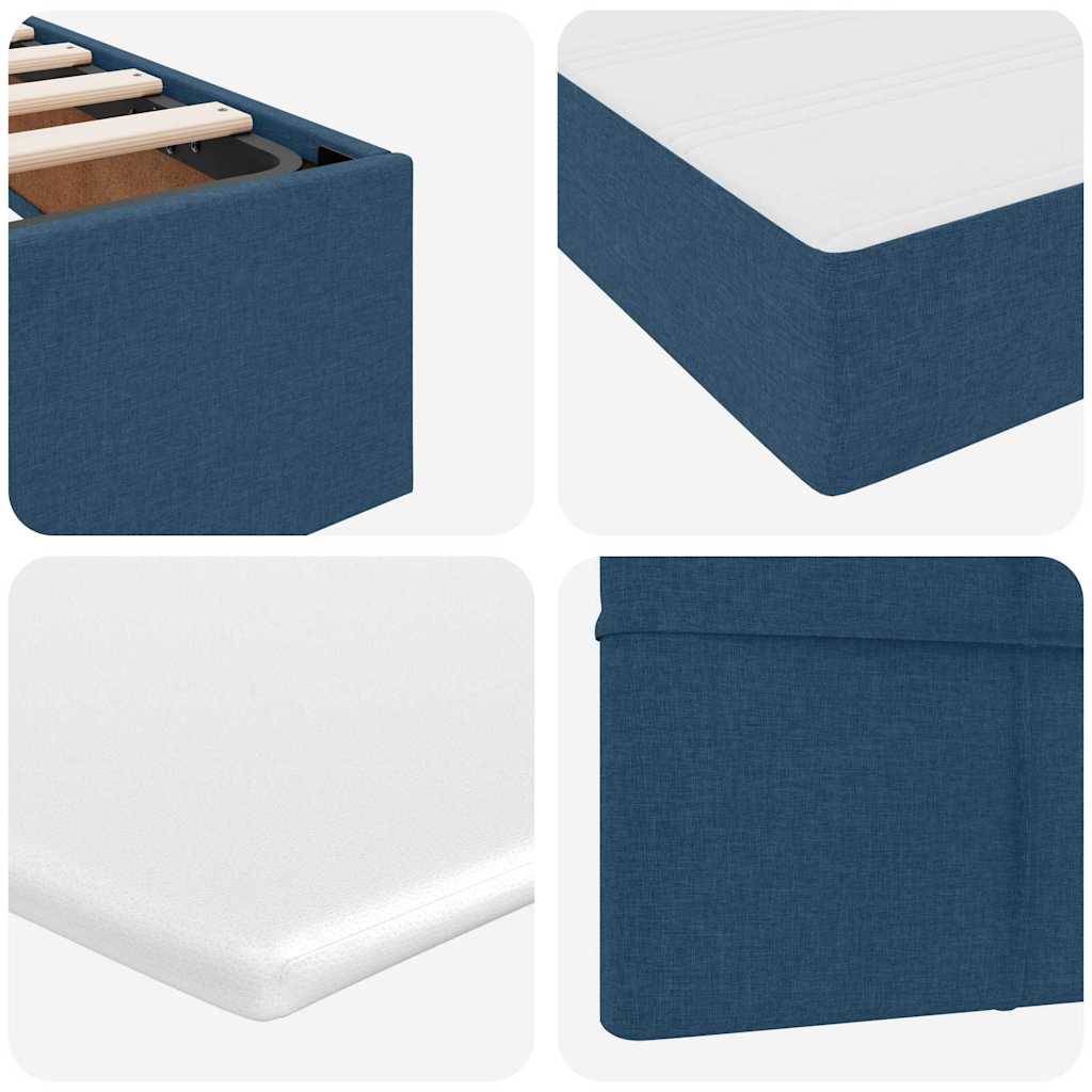 Lit avec rangement et matelas Bleu 100 x 200 cm tissu - XIOS