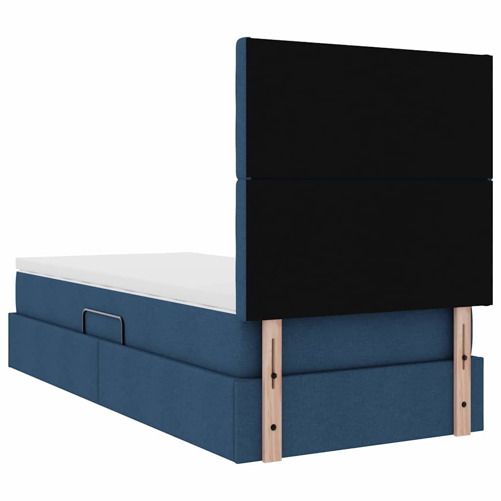 Lit avec rangement et matelas Bleu 100 x 200 cm tissu - XIOS