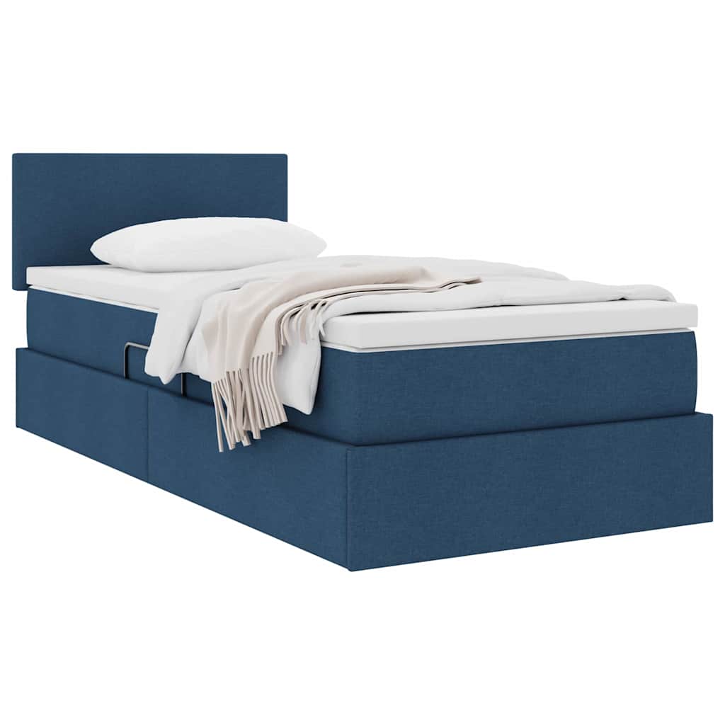 Lit avec rangement et matelas Bleu 100 x 200 cm Velours - XIOS