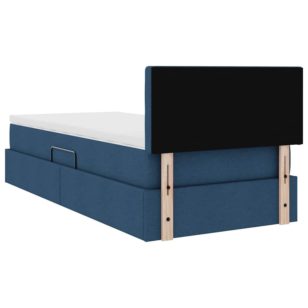 Lit avec rangement et matelas Bleu 90 x 200 cm Velours - XIOS