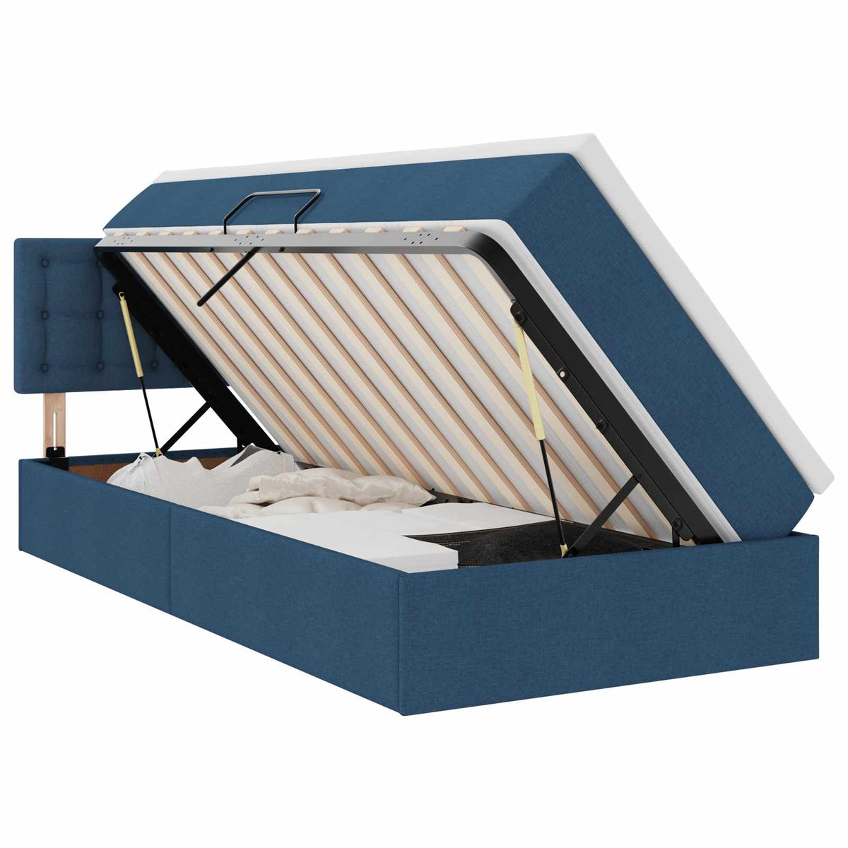 Lit avec rangement et matelas Bleu 90 x 200 cm Velours - XIOS