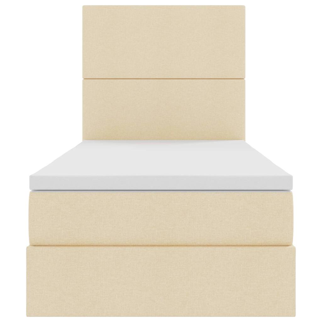 Lit avec rangement et matelas Crème 100 x 200 cm tissu - XIOS