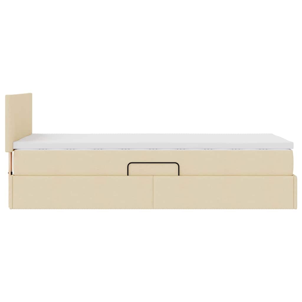 Lit avec rangement et matelas Crème 100 x 200 cm Velours - XIOS