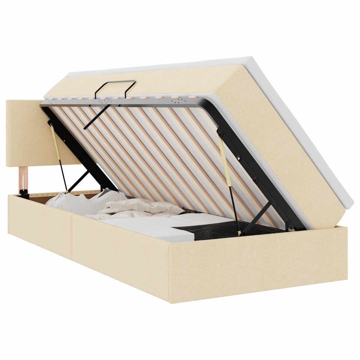Lit avec rangement et matelas Crème 100 x 200 cm Velours - XIOS