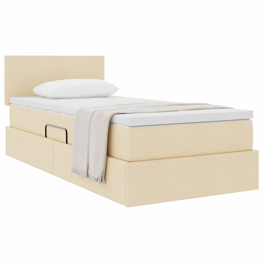 Lit avec rangement et matelas Crème 100 x 200 cm Velours - XIOS