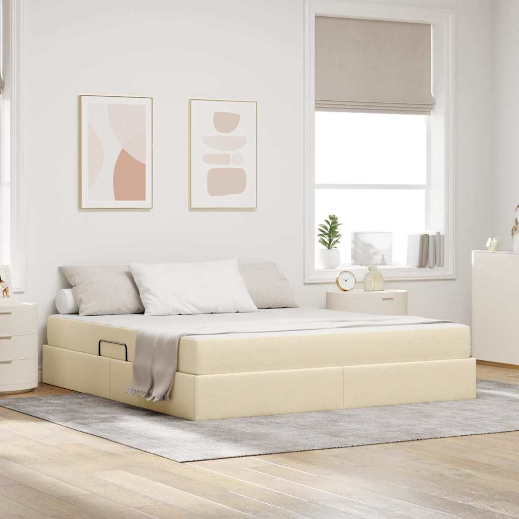 Lit avec rangement et matelas Crème 160 x 200 cm Polyester - XIOS