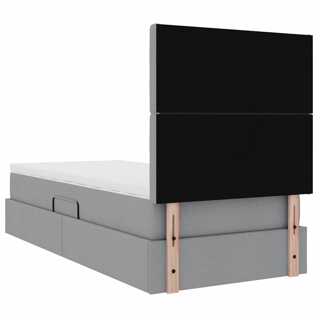 Lit avec rangement et matelas Gris clair 100 x 200 cm tissu - XIOS