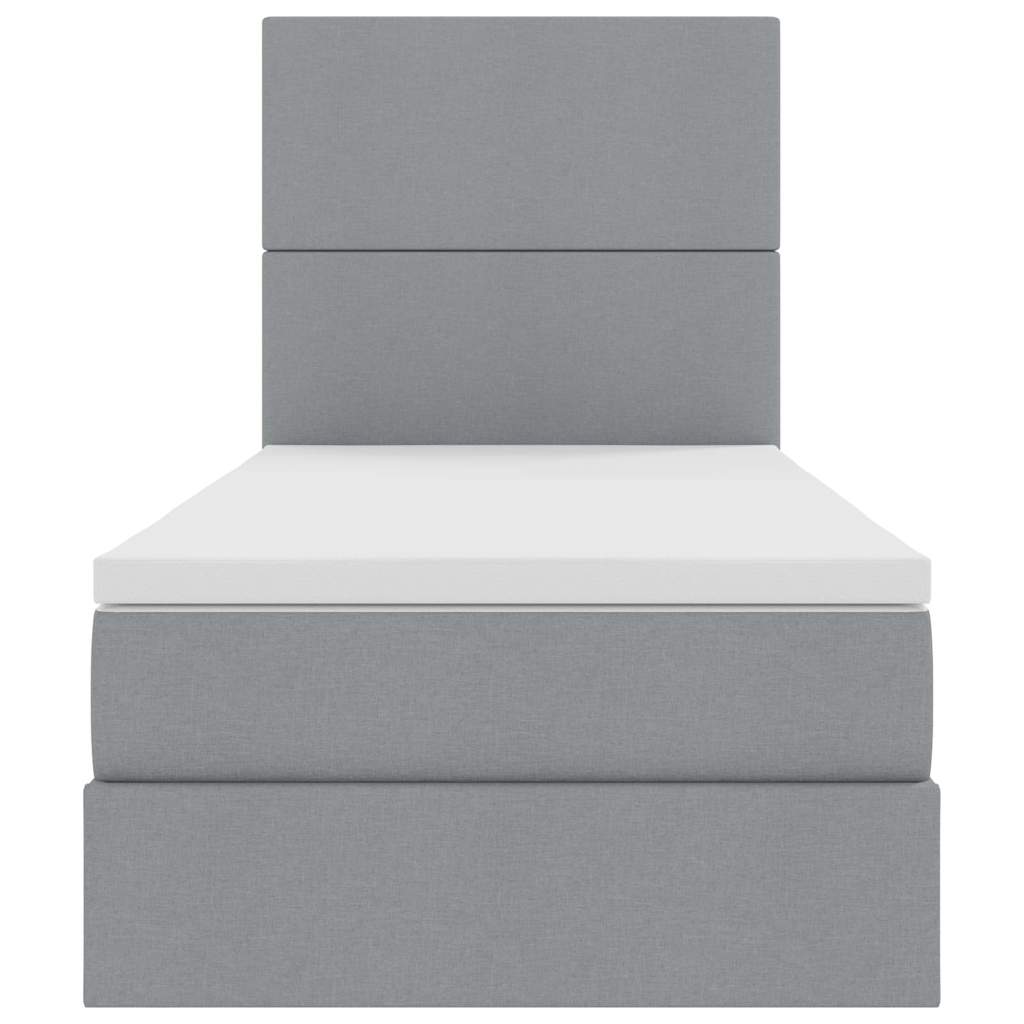 Lit avec rangement et matelas Gris clair 90 x 190 cm tissu - XIOS