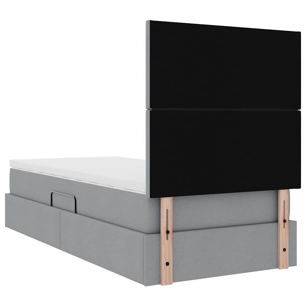 Lit avec rangement et matelas Gris clair 90 x 190 cm tissu - XIOS