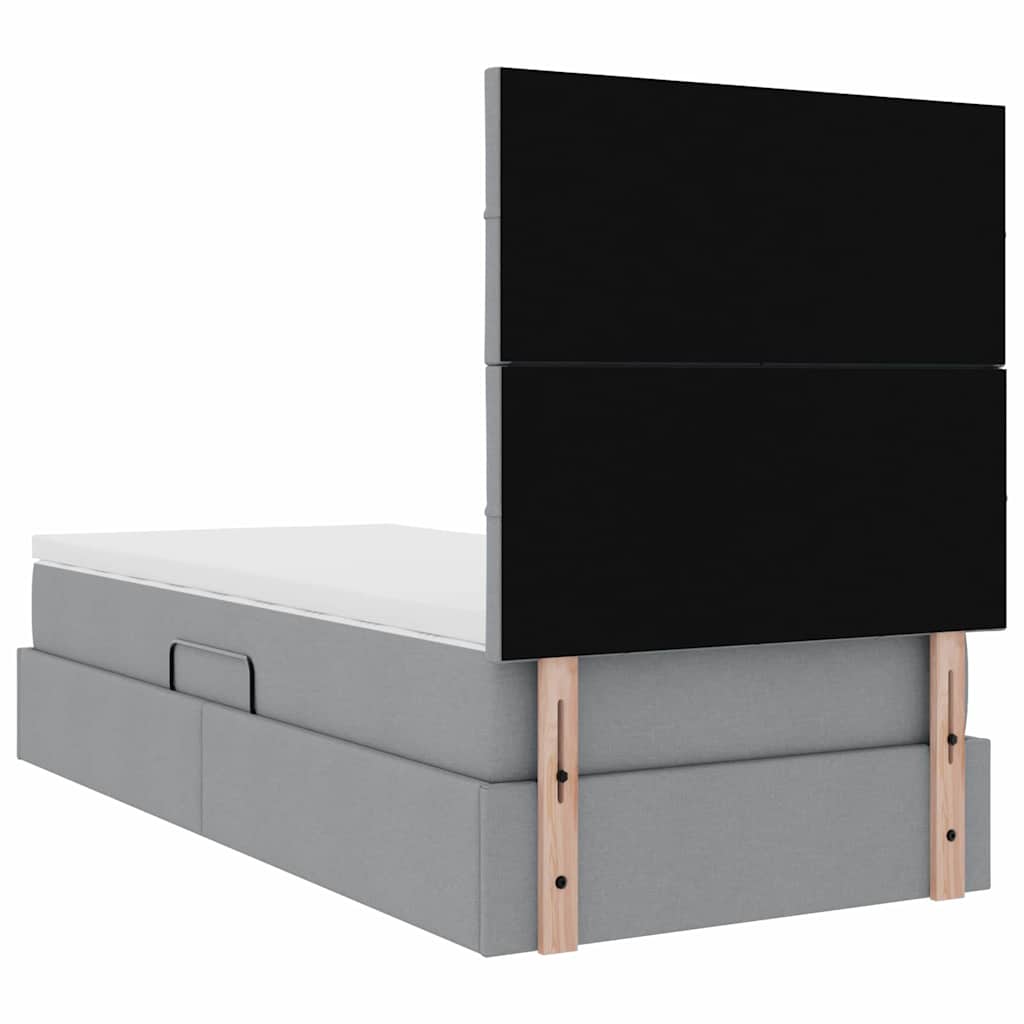Lit avec rangement et matelas Gris clair 90 x 200 cm tissu - XIOS