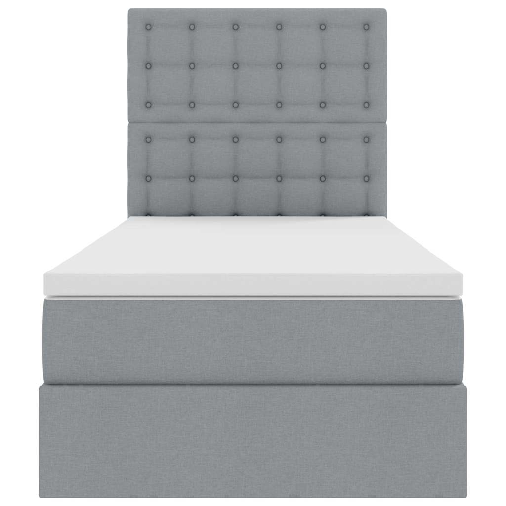 Lit avec rangement et matelas Gris clair 90 x 200 cm tissu - XIOS