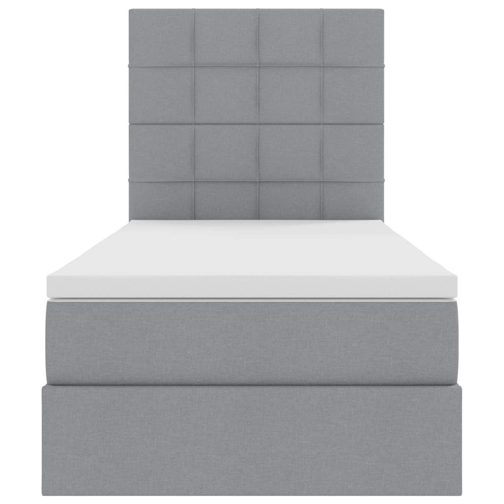 Lit avec rangement et matelas Gris clair 90 x 200 cm tissu - XIOS