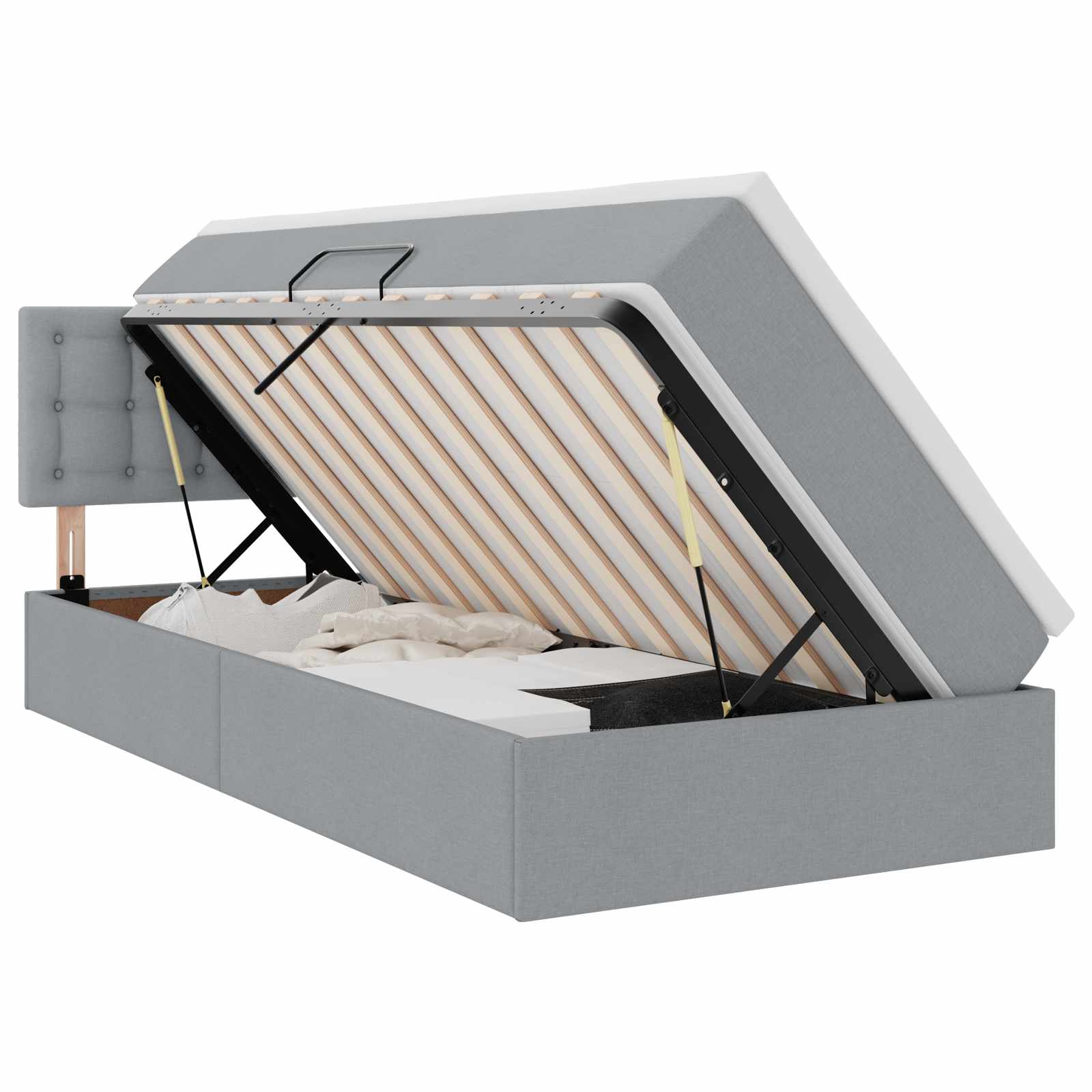 Lit avec rangement et matelas Gris clair 90 x 200 cm Velours - XIOS