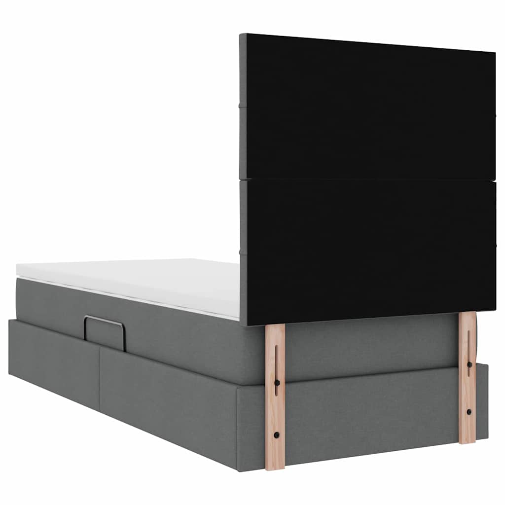 Lit avec rangement et matelas Gris foncé 100 x 200 cm tissu - XIOS