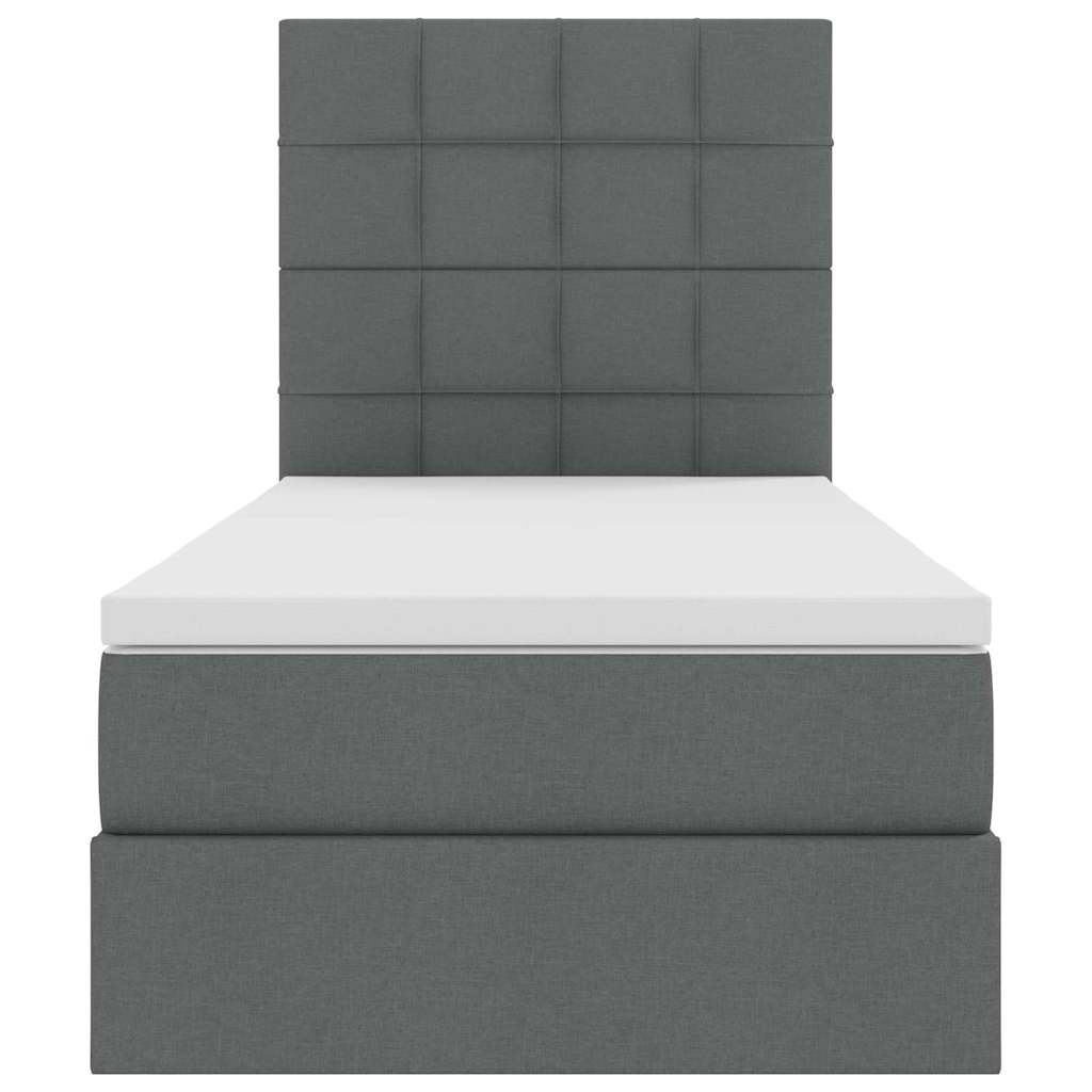 Lit avec rangement et matelas Gris foncé 100 x 200 cm tissu - XIOS