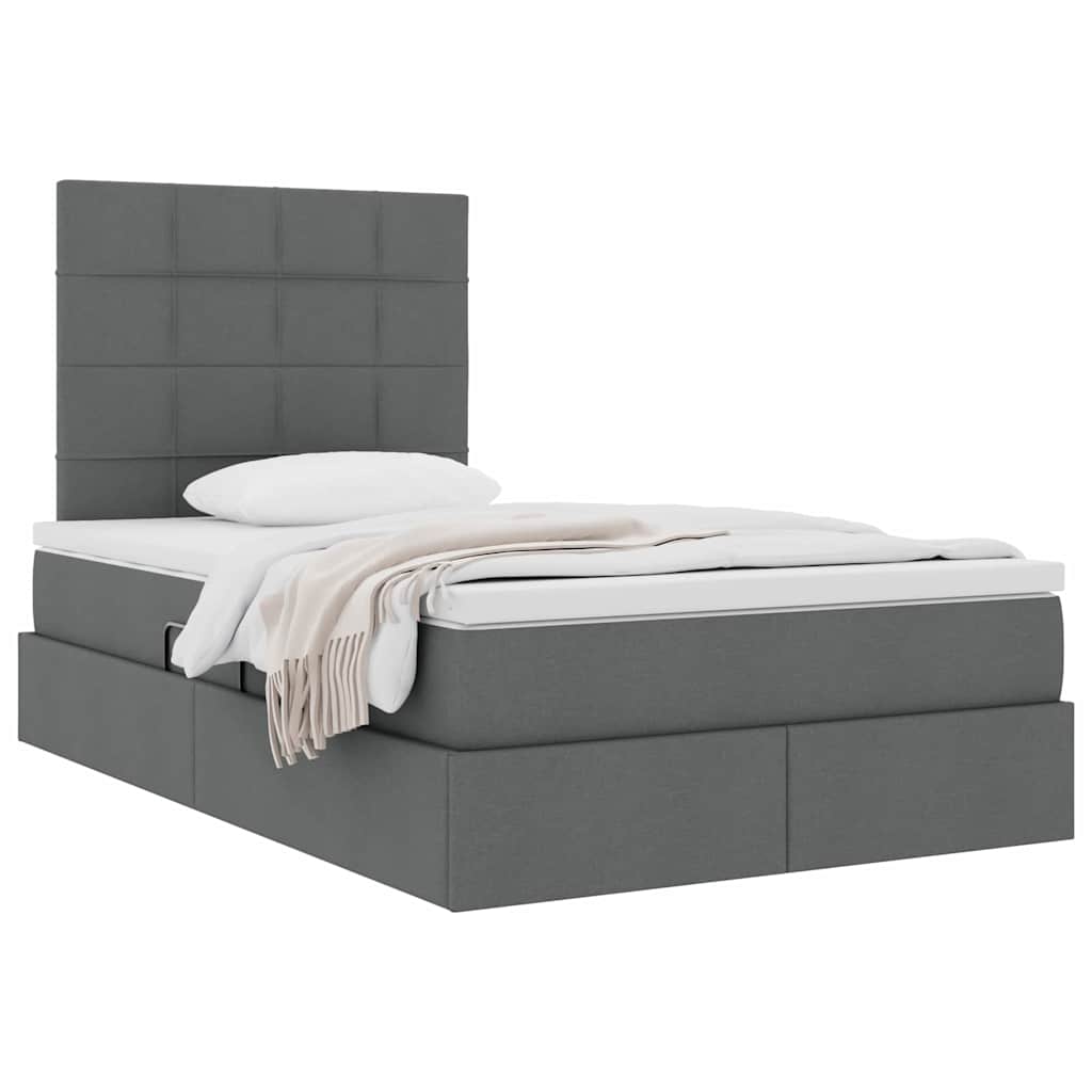 Lit avec rangement et matelas Gris foncé 120 x 200 cm tissu - XIOS