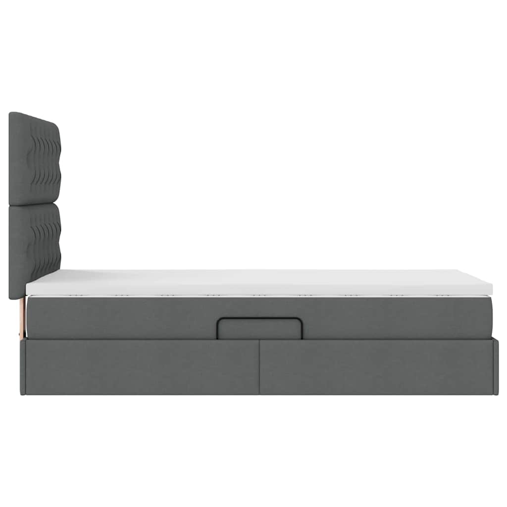 Lit avec rangement et matelas Gris foncé 90 x 200 cm tissu - XIOS