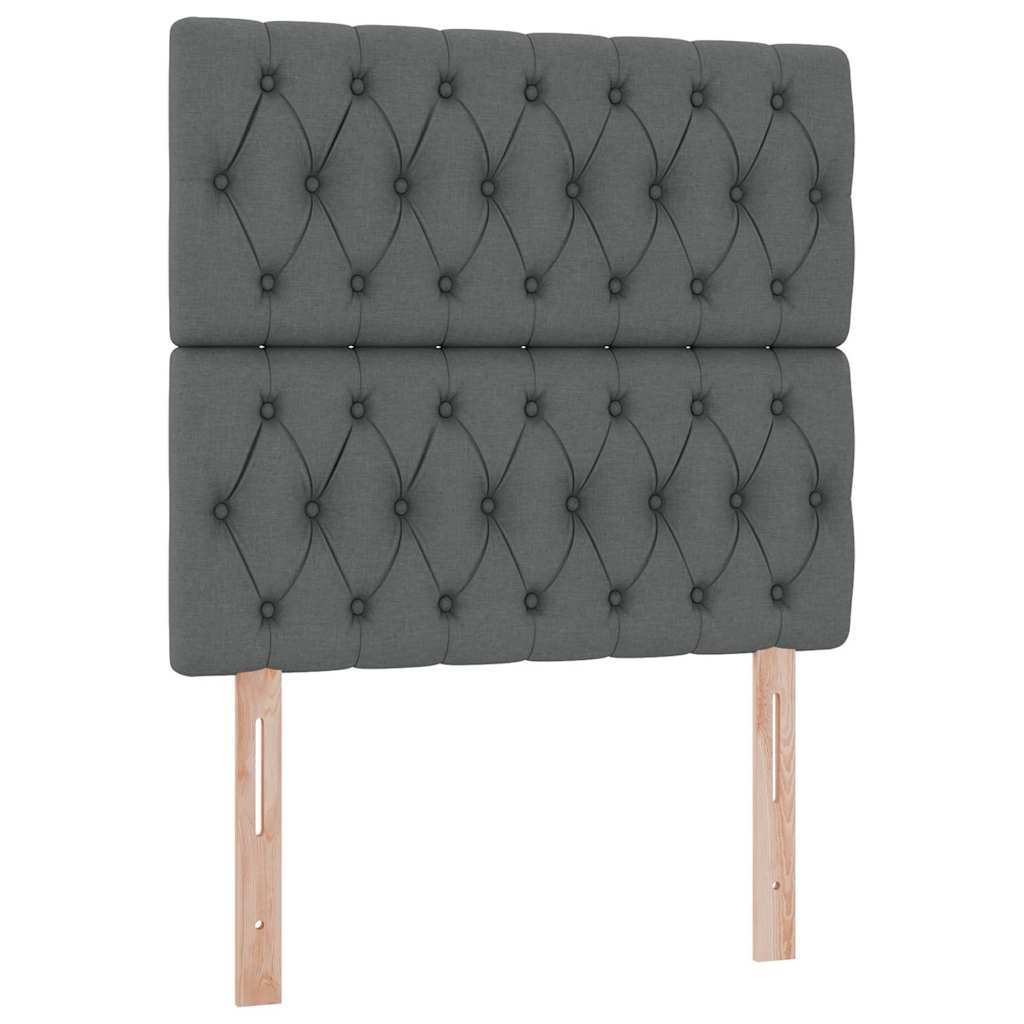 Lit avec rangement et matelas Gris foncé 90 x 200 cm tissu - XIOS
