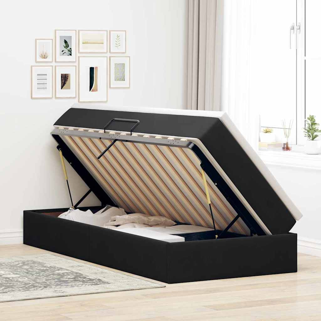 Lit avec rangement et matelas Noir 100 x 200 cm Velours - XIOS