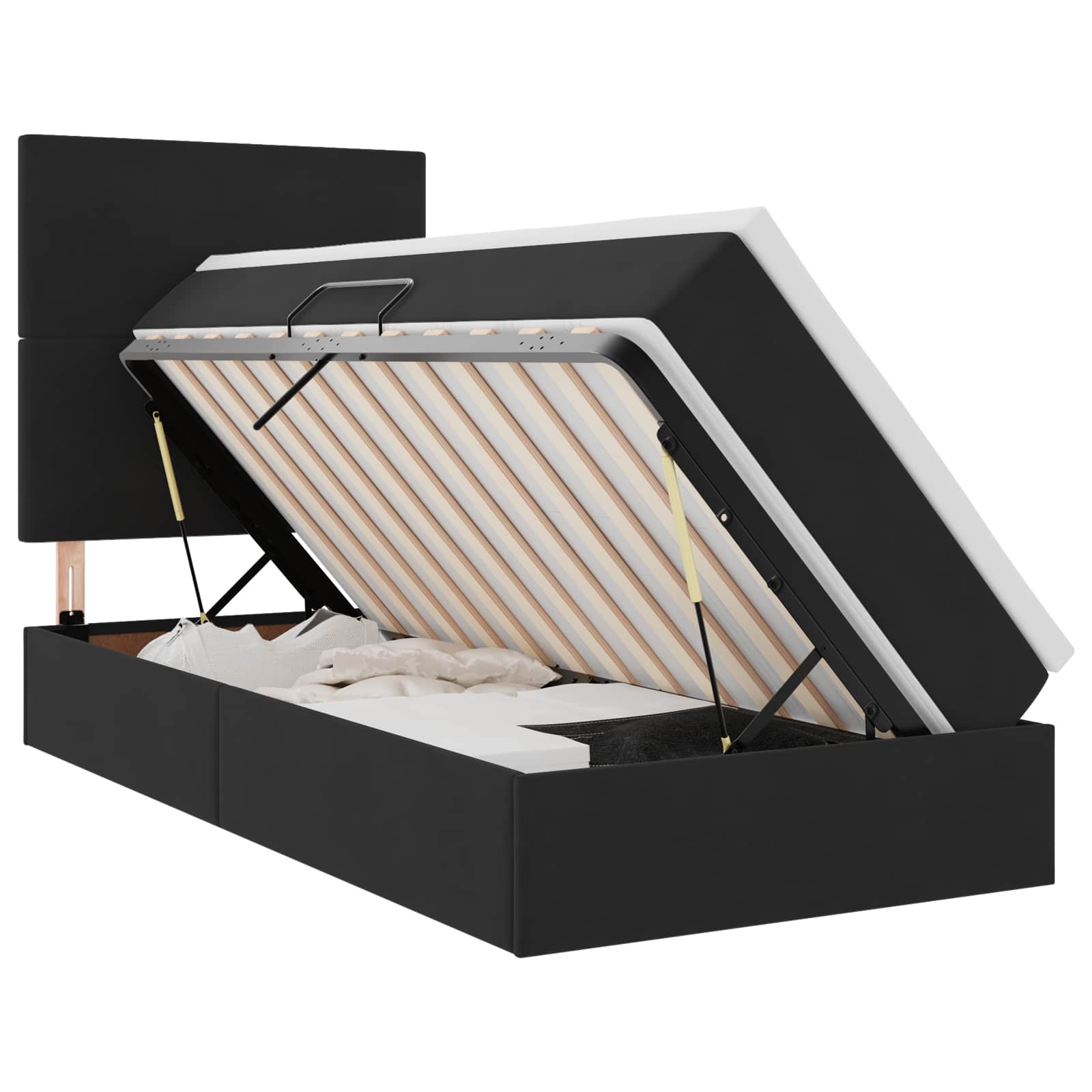 Lit avec rangement et matelas Noir 100 x 200 cm Velours - XIOS