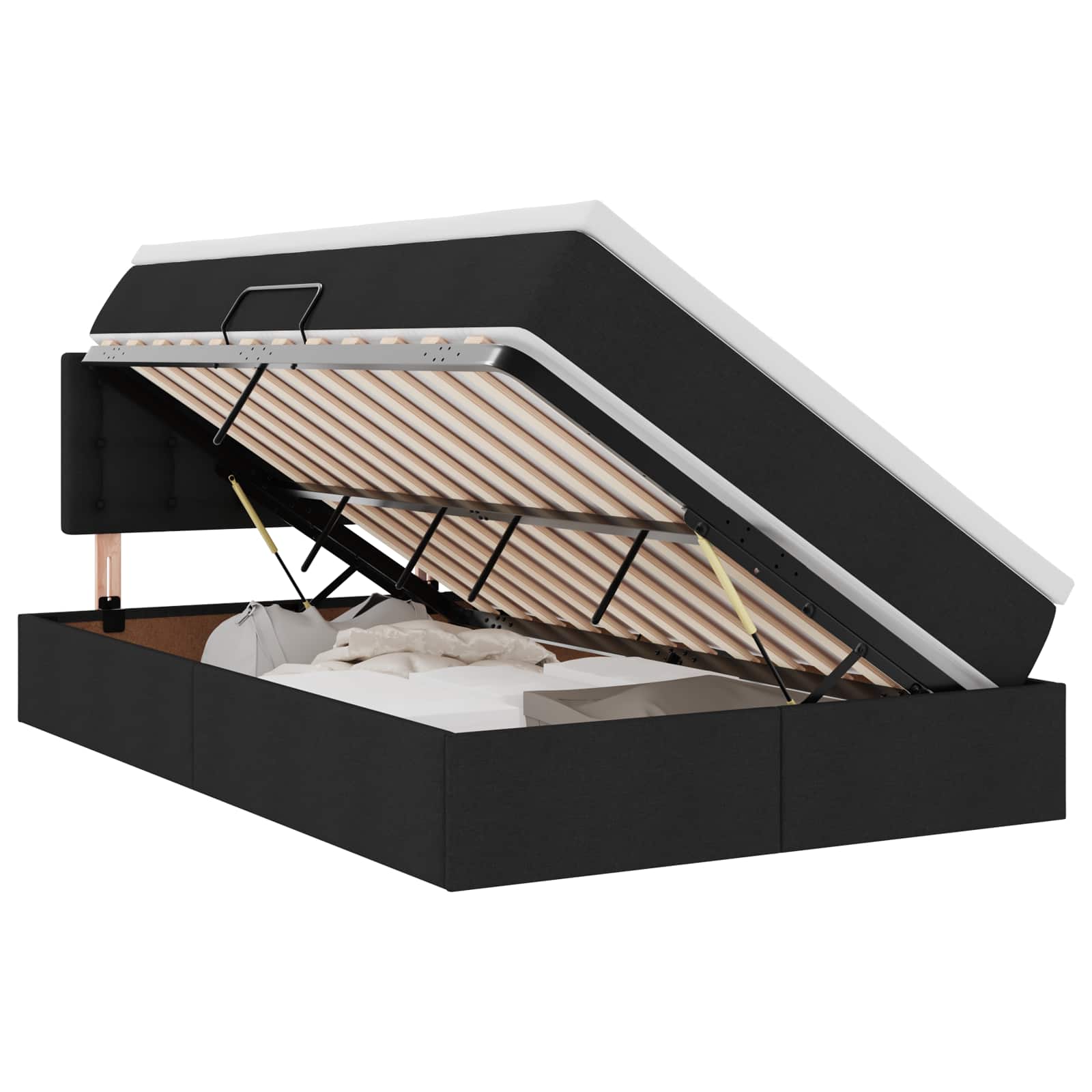 Lit avec rangement et matelas Noir 120 x 200 cm Velours - XIOS