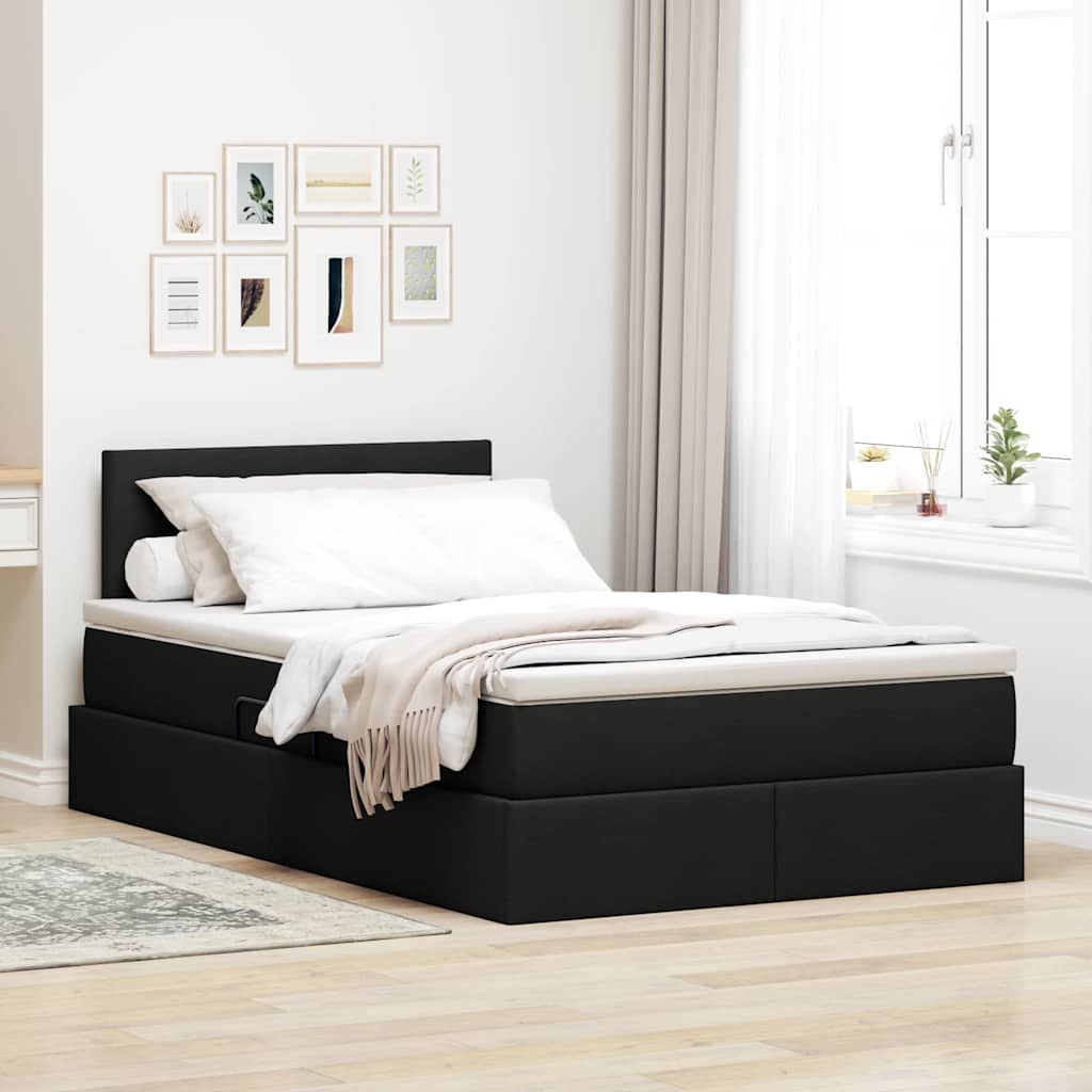 Lit avec rangement et matelas Noir 120 x 200 cm Velours - XIOS