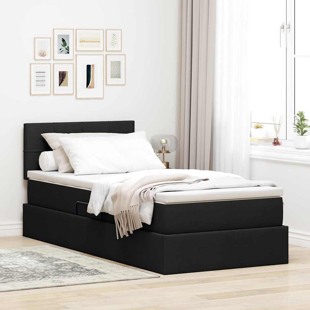 Lit avec rangement et matelas Noir 90 x 200 cm Velours - XIOS