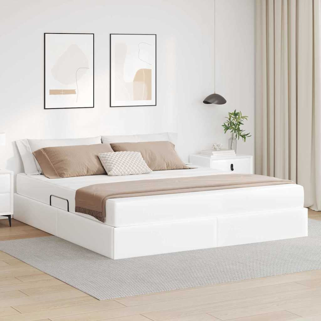 Lit avec rangement et matelas avec stockage 2 pc Blanc Cuir - XIOS