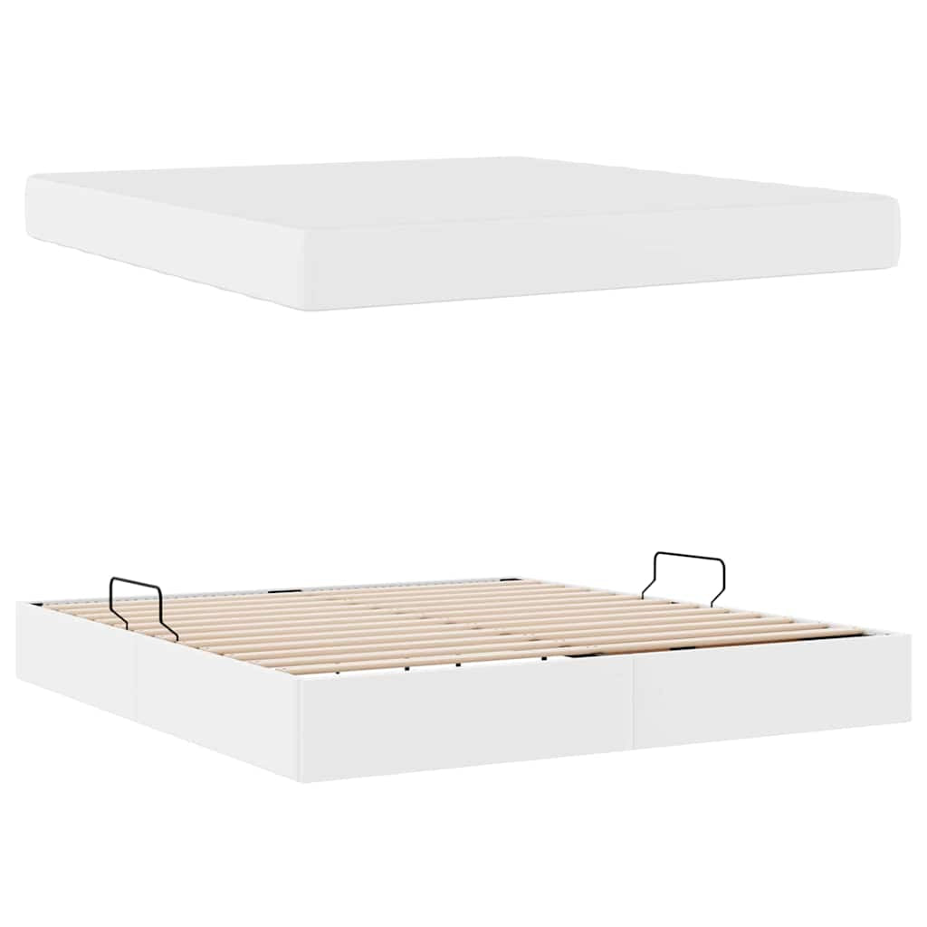 Lit avec rangement et matelas avec stockage 2 pc Blanc Cuir - XIOS