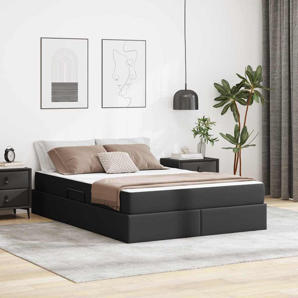Lit avec rangement et matelas avec stockage 2 pc Noir Cuir - XIOS