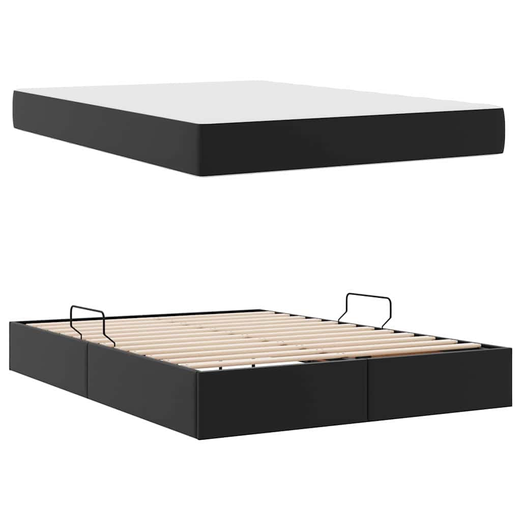 Lit avec rangement et matelas avec stockage 2 pc Noir Cuir - XIOS
