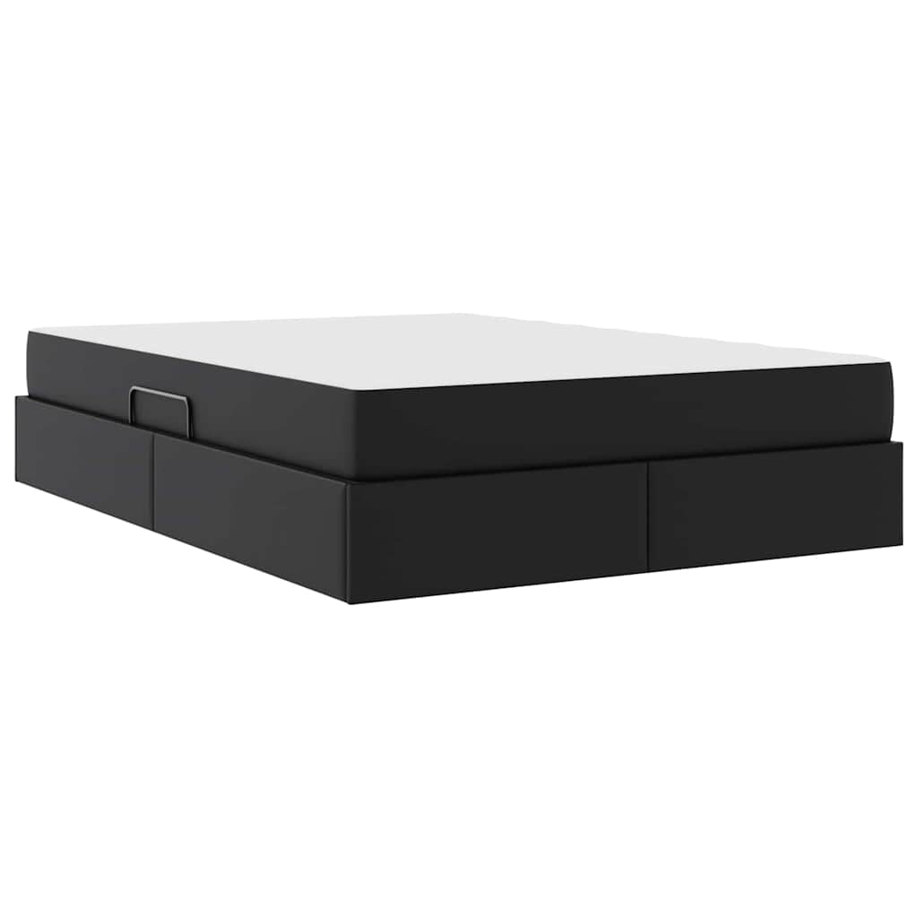 Lit avec rangement et matelas avec stockage 2 pc Noir Cuir - XIOS