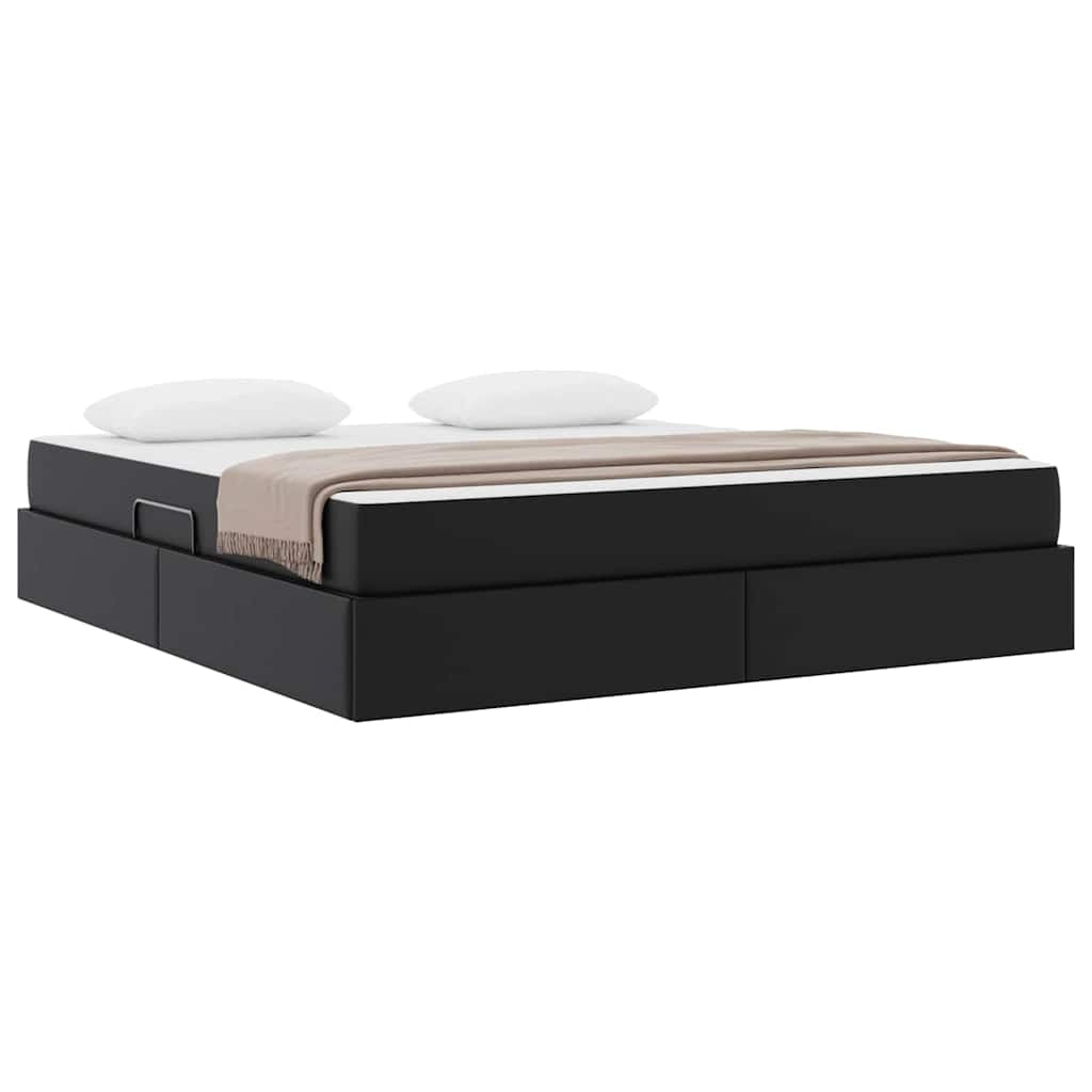Lit avec rangement et matelas avec stockage 2 pc Noir Cuir - XIOS