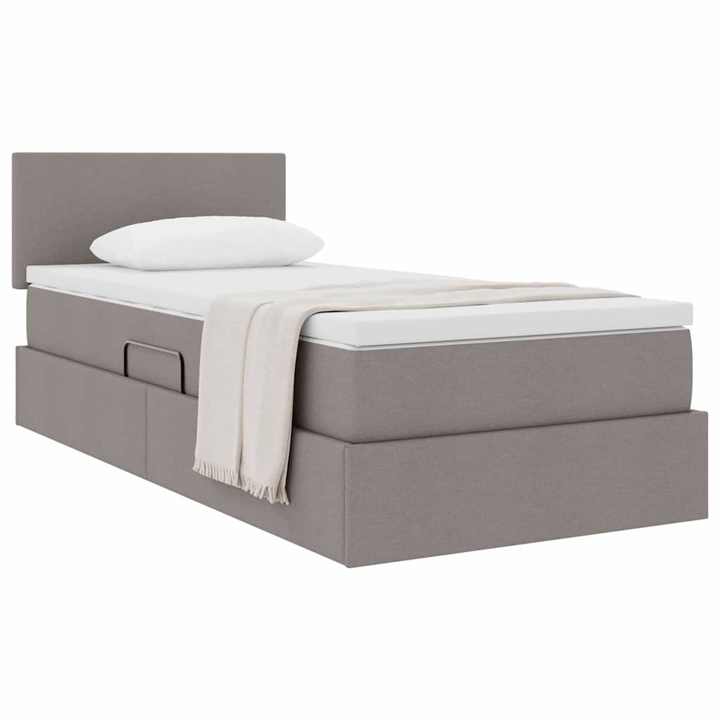 Lit avec rangement et matelas Taupe 100 x 200 cm Velours - XIOS
