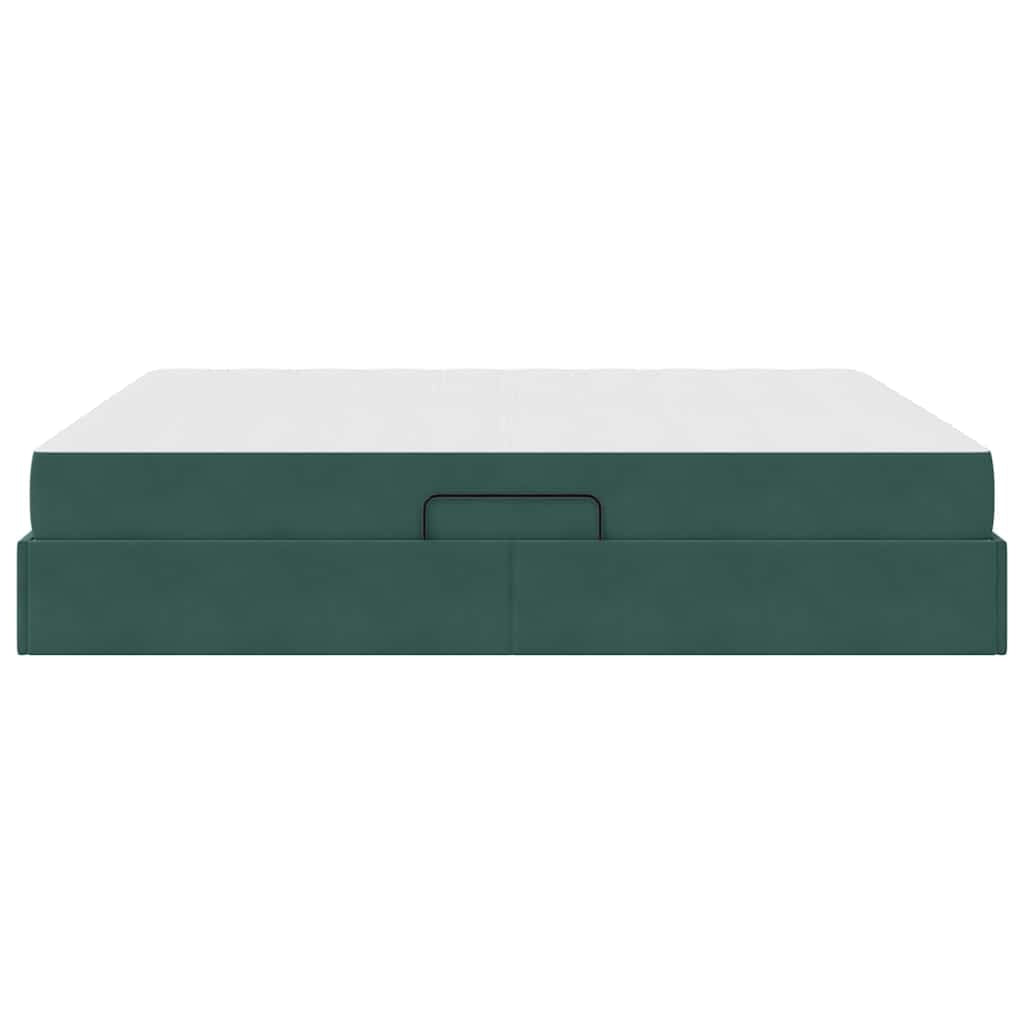 Lit avec rangement et matelas Vert foncé 180 x 200 cm Velours - XIOS