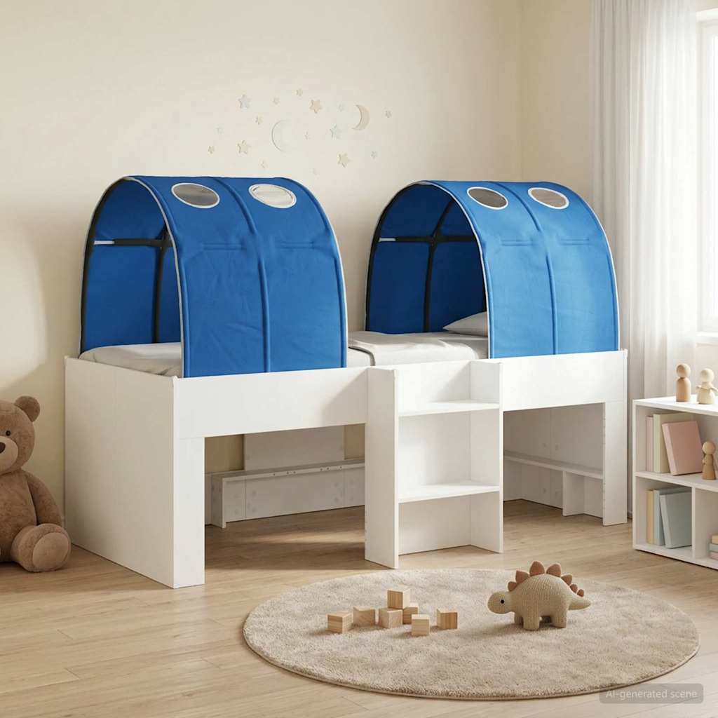 Lit avec Tunnel 3 pc Blanc et bleu Bois d'ingénierie - XIOS