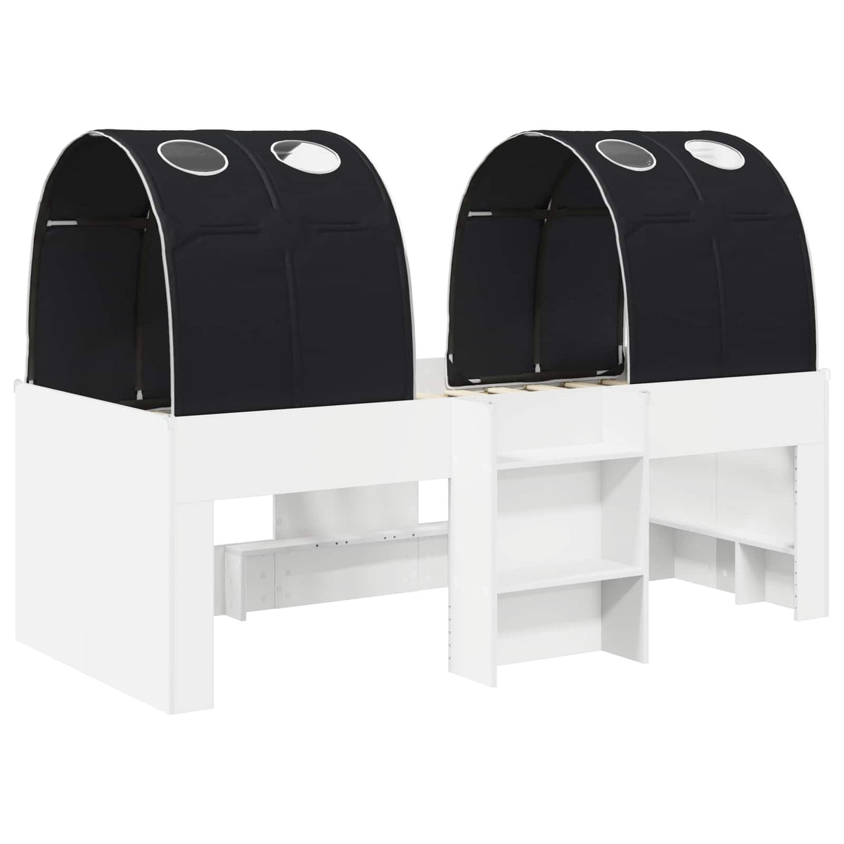 Lit avec Tunnel 3 pc Blanc et noir Bois d'ingénierie - XIOS