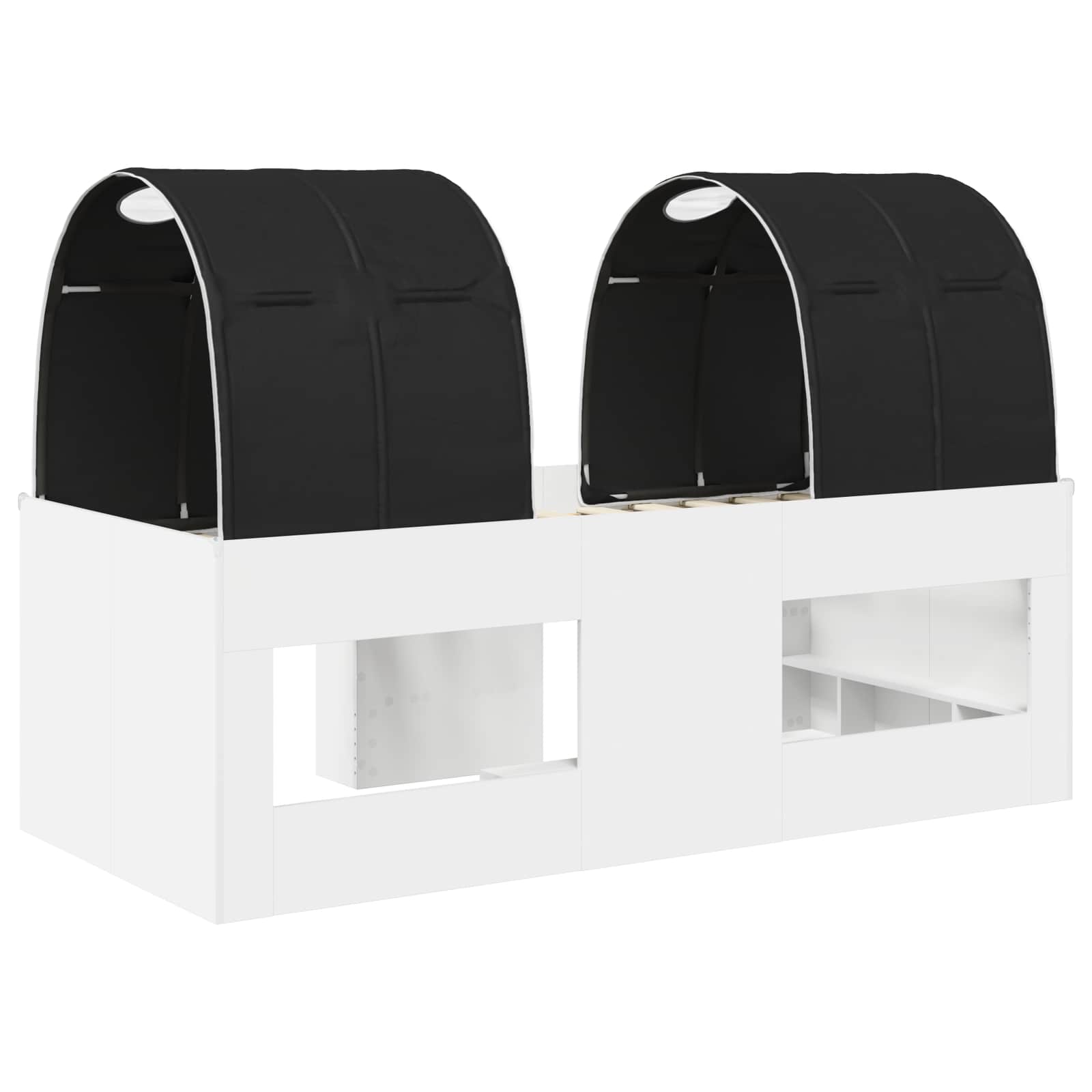 Lit avec Tunnel 3 pc Blanc et noir Bois d'ingénierie - XIOS