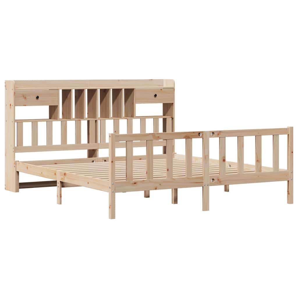 Lit bibliothèque sans matelas 180x200 cm bois massif de pin - XIOS