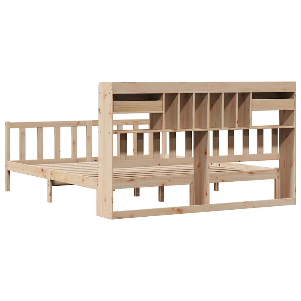 Lit bibliothèque sans matelas 180x200 cm bois massif de pin - XIOS
