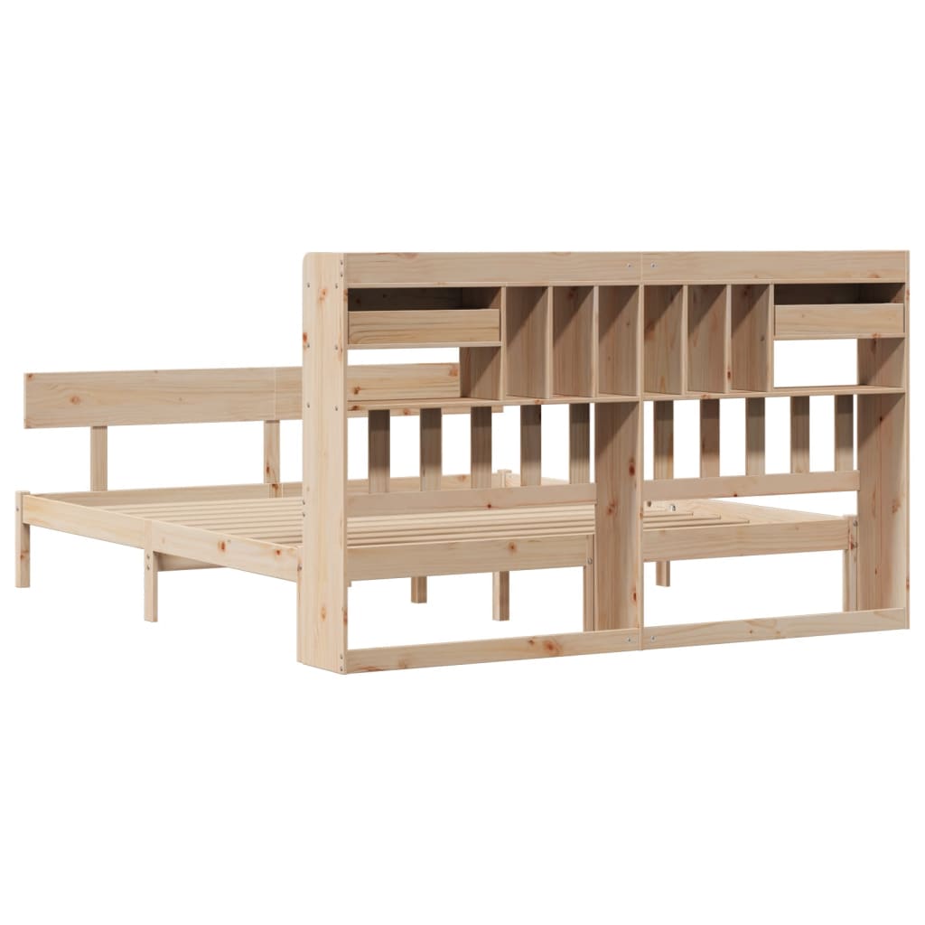 Lit bibliothèque sans matelas 180x200 cm bois massif de pin - XIOS