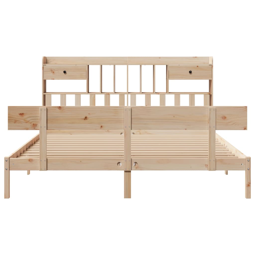 Lit bibliothèque sans matelas 180x200 cm bois massif de pin - XIOS